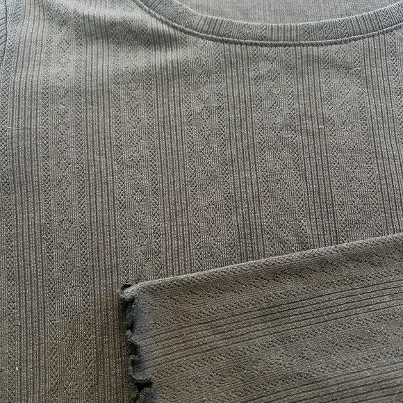 Stitch &‎ Pine Long Sleeve Y2K Crop Top Crew Neck  Scalloped Lace Size Small - Picture 1 of 7